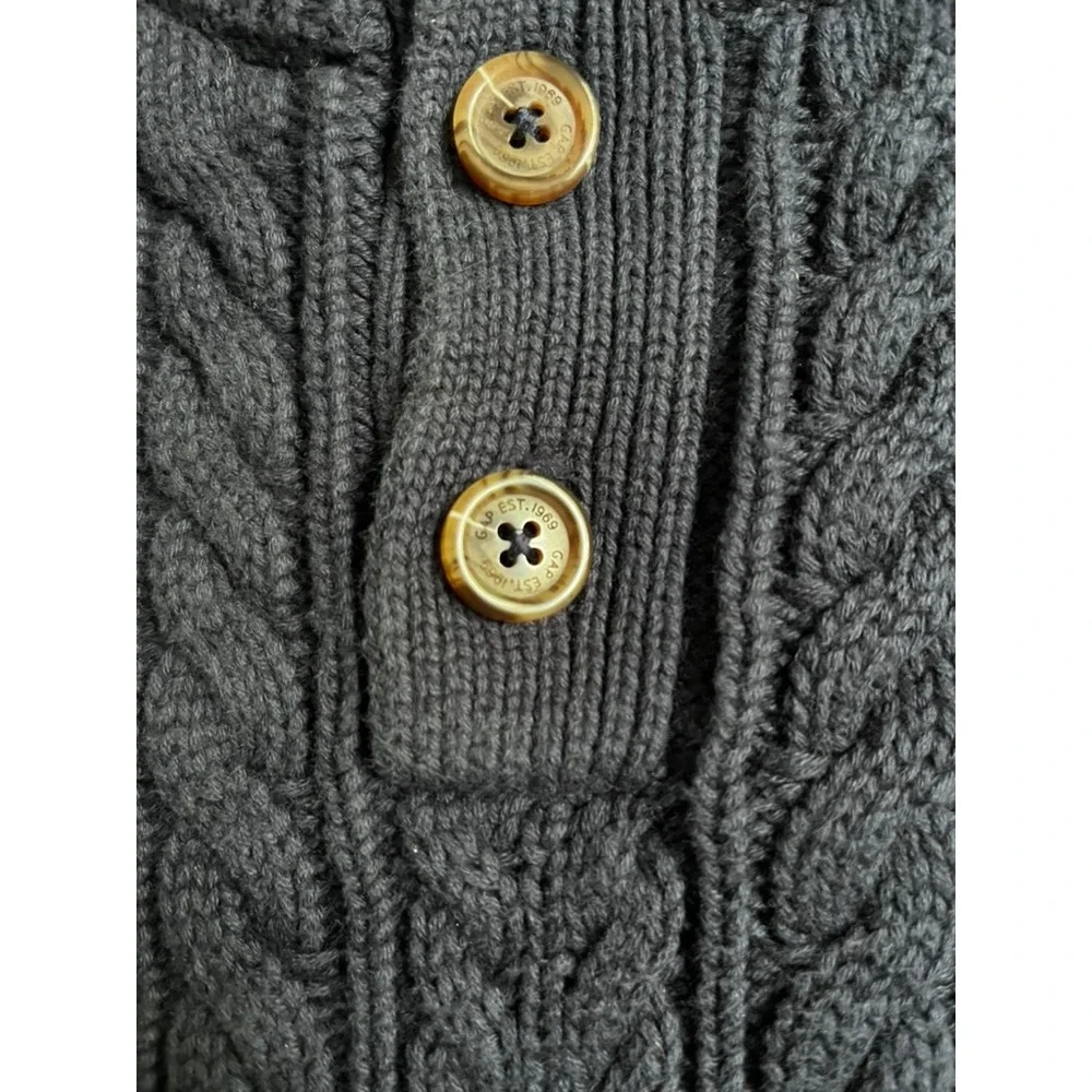Gap Kids Cable Knit Button Mock Neck Sweater Galaxy Blue size medium 8